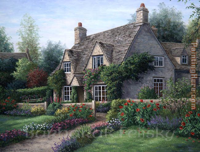 Poppy Cottage painting - Barbara Felisky Poppy Cottage art painting